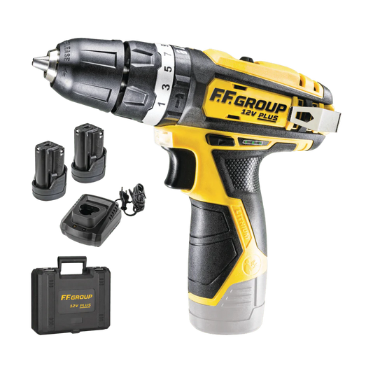 Trapano avvitatore 12V Plus + inserti, caricabatteria e batteria supplementare
